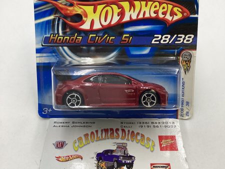 2006 Hot wheels #028 Short Card Faster Than Ever Red Honda Civic Si For Cheap