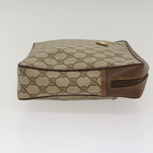 GUCCI GG Canvas Clutch Bag PVC Leather Beige yb355 Online