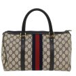 GUCCI GG Canvas Sherry Line Boston Bag Gray Red Navy 54384 For Cheap