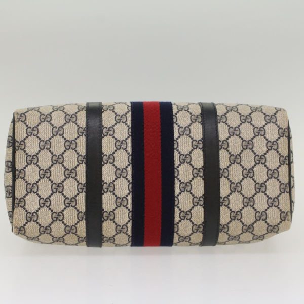 GUCCI GG Canvas Sherry Line Boston Bag Gray Red Navy 54384 For Cheap