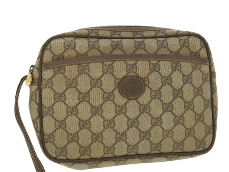 GUCCI GG Canvas Clutch Bag PVC Leather Beige 014.58.0128 ar10041B For Sale