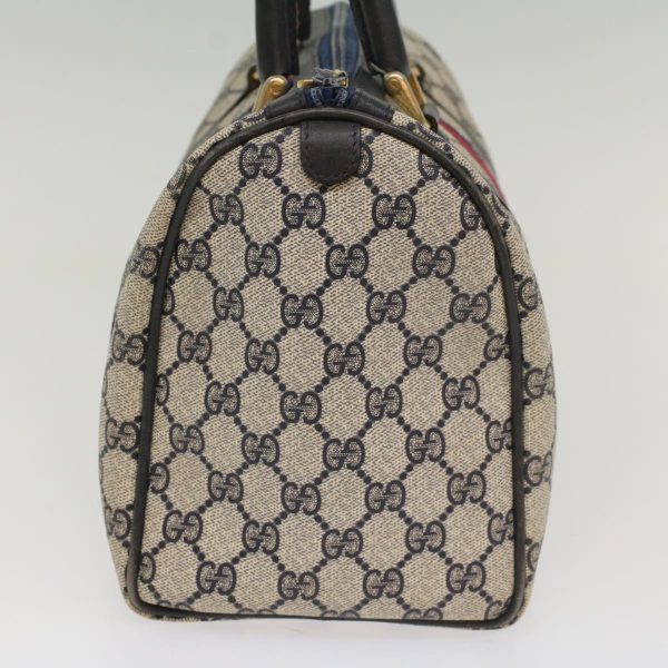 GUCCI GG Canvas Sherry Line Boston Bag Gray Red Navy 54384 For Cheap