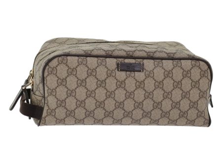 GUCCI GG Canvas Clutch Bag PVC Leather Beige 211125 ki3227 Cheap