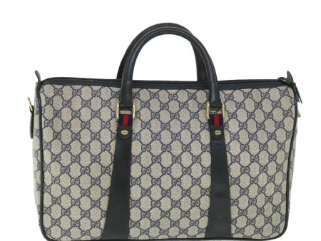 GUCCI GG Canvas Sherry Line Boston Bag PVC Leather Gray Red Navy bs8628 Online Hot Sale