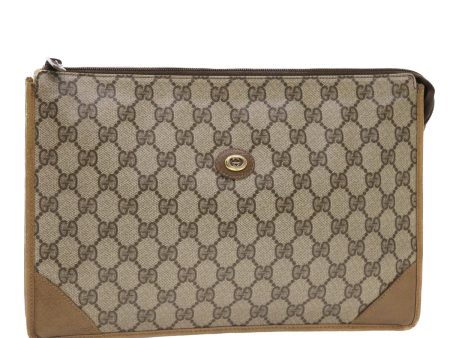 GUCCI GG Canvas Clutch Bag PVC Leather Beige 97 01 029 49799 Hot on Sale