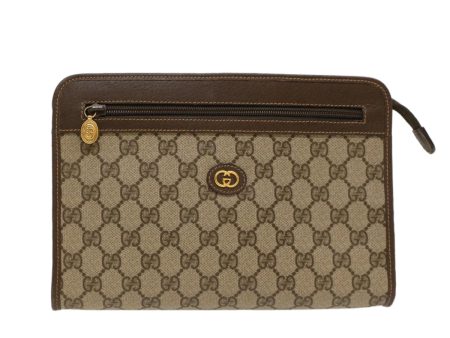 GUCCI GG Canvas Clutch Bag PVC Leather Beige 014.122.6063.4021 yk7734 For Sale