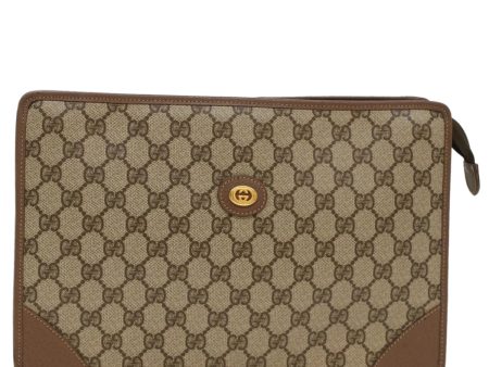 GUCCI GG Canvas Clutch Bag PVC Leather Beige 014-270-6053 ep1244 Hot on Sale