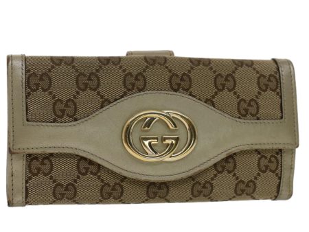 GUCCI GG Canvas Interlocking Long Wallet Beige 282426 yk8207 For Cheap