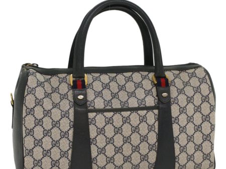 GUCCI GG Canvas Sherry Line Boston Bag PVC Leather Gray Red Navy yk8527 Discount