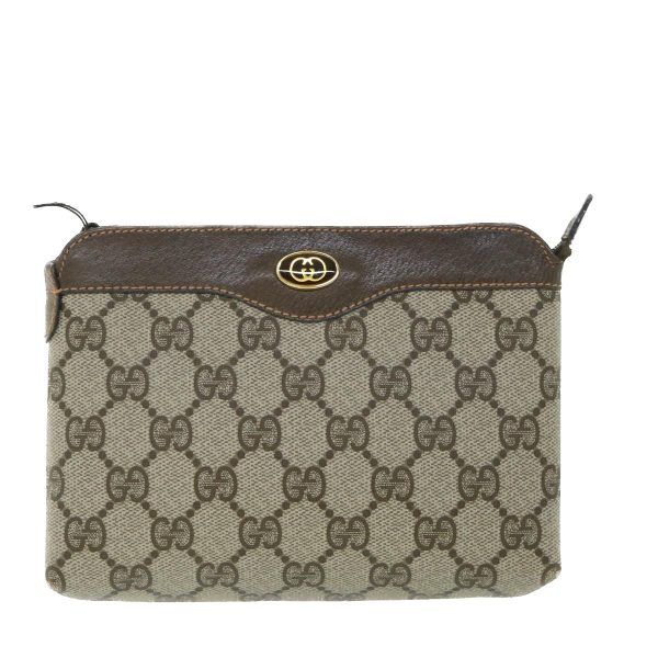 GUCCI GG Canvas Pouch PVC Leather Beige 89 01 020 ac2194 Fashion