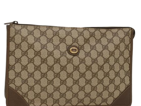 GUCCI GG Canvas Clutch Bag PVC Leather Beige 97.01.029 yk8180 Fashion