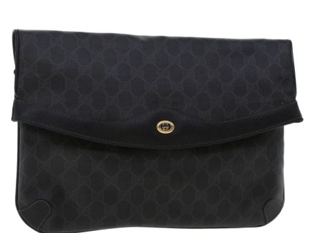 GUCCI GG Canvas Clutch Bag PVC Leather Black 156.02.075 ep1120 Online