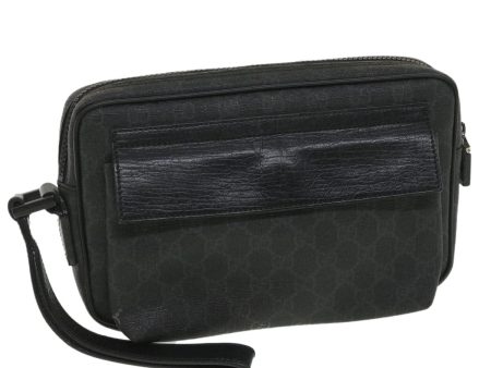 GUCCI GG Canvas Clutch Bag PVC Leather Black 162784 ki2694 Online now