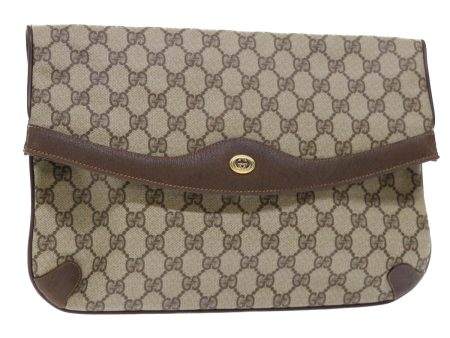 GUCCI GG Canvas Clutch Bag PVC Leather Beige ep1382 For Cheap