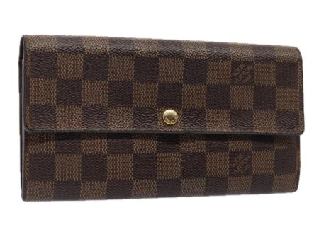 LOUIS VUITTON Damier Ebene Portefeuille Sarah Long Wallet N60491  88866 Sale