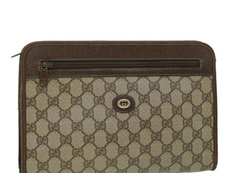 GUCCI GG Canvas Clutch Bag PVC Leather Beige Brown 014 123 6053 bs8482 Discount