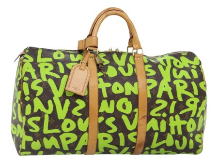 LOUIS VUITTON Monogram Graffiti Keepall 50 Boston Bag Vert M93700 Auth 88886 on Sale