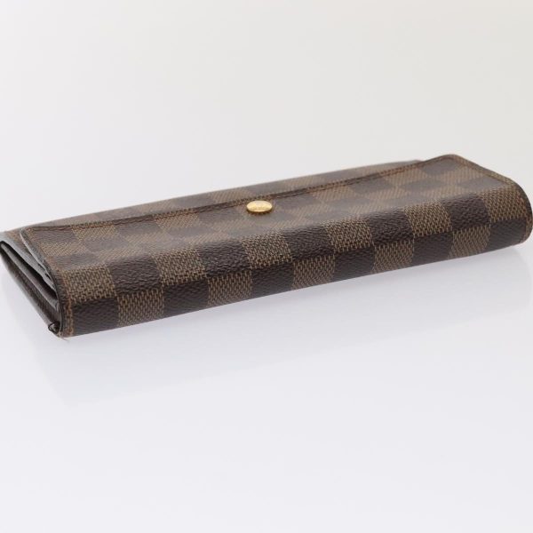 LOUIS VUITTON Damier Ebene Portefeuille Sarah Long Wallet N60491  88866 Sale