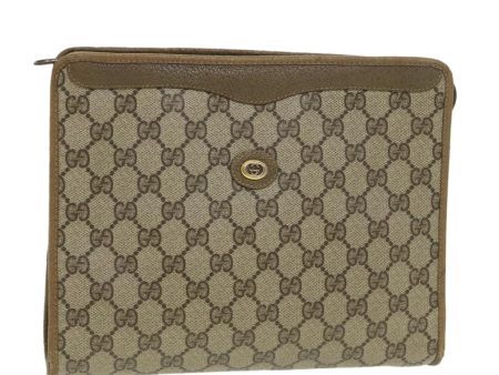 GUCCI GG Canvas Clutch Bag PVC Leather Beige 97.01.038 am4070 Sale