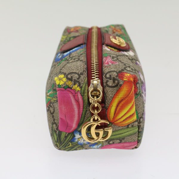 GUCCI GG Canvas Floral Pouch PVC Leather Beige Pink ki3268 Sale