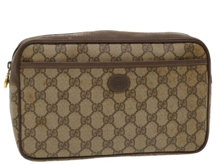 GUCCI GG Canvas Clutch Bag PVC Leather Beige 156.01.044 ro882 Discount