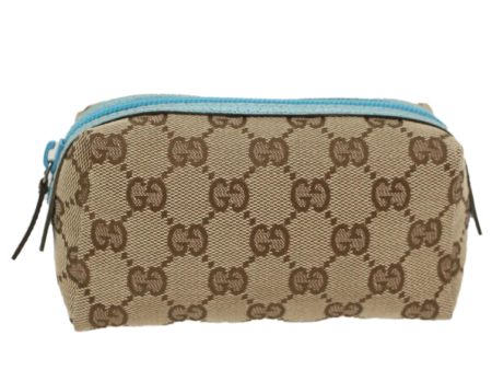 GUCCI GG Canvas Pouch Beige Light Blue 29596 tb831 Hot on Sale