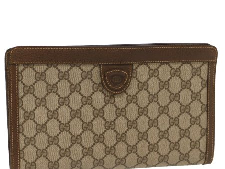 GUCCI GG Canvas Clutch Bag PVC Leather Beige 014 89 0102 yk8706 For Sale