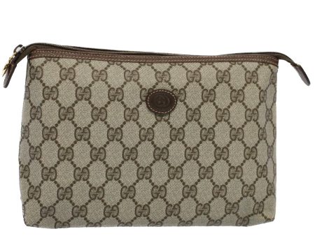 GUCCI GG Canvas Pouch PVC Leather Beige 014 115 6088 9411 yk8737 For Sale