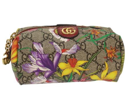 GUCCI GG Canvas Floral Pouch PVC Leather Beige Pink ki3268 Sale