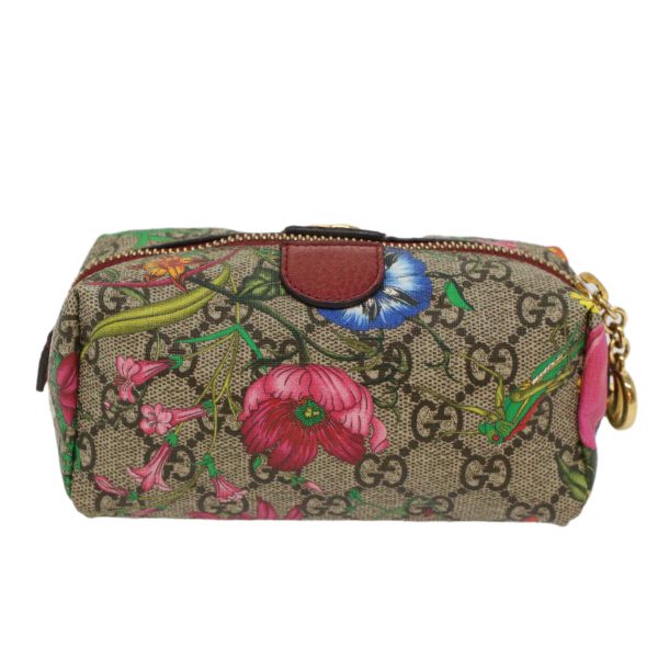 GUCCI GG Canvas Floral Pouch PVC Leather Beige Pink ki3268 Sale