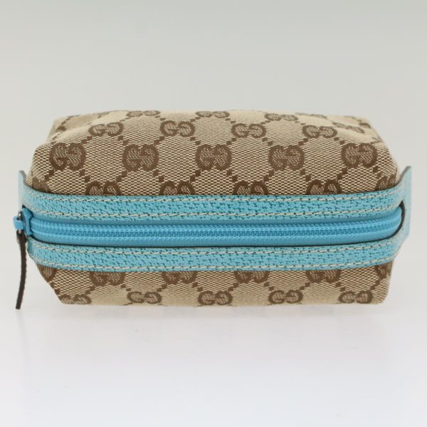 GUCCI GG Canvas Pouch Beige Light Blue 29596 tb831 Hot on Sale