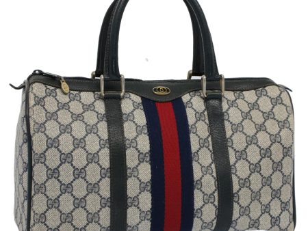 GUCCI GG Canvas Sherry Line Boston Bag Gray Red Navy 012 3842 58 54742 Cheap